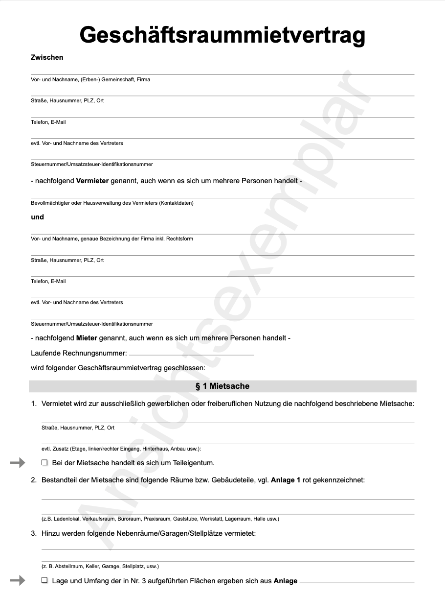 Geschäftsraummietvertrag