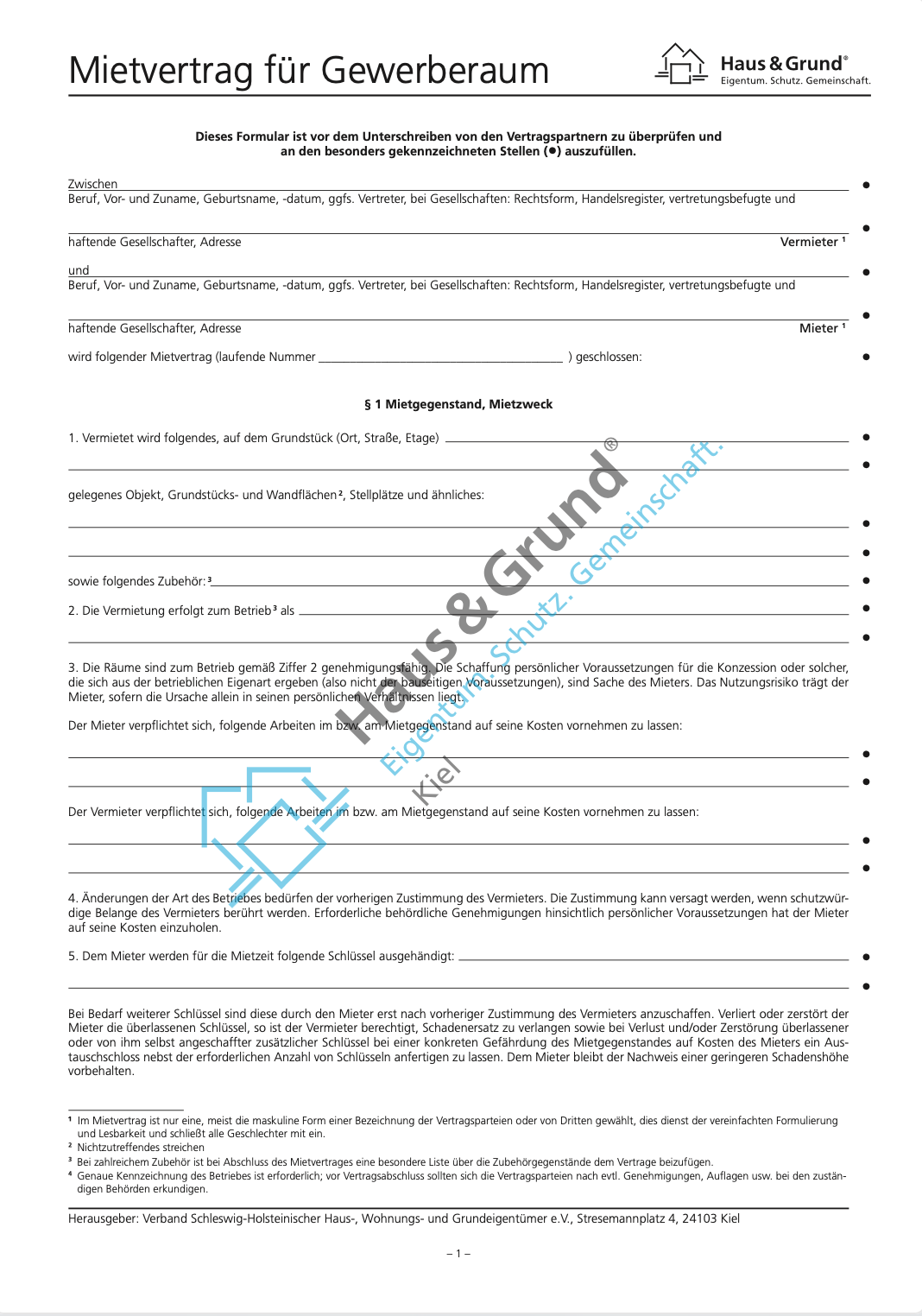 Geschäftsraummietvertrag des Landesverbands